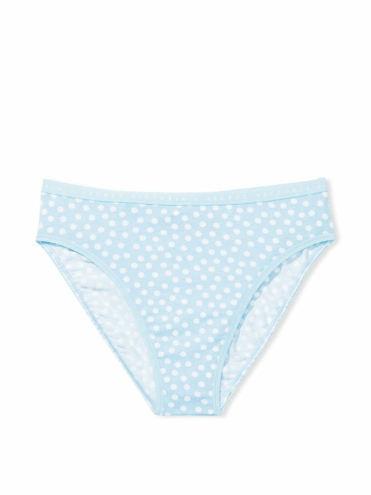 M XL XXL Sky Blue White Dot Cotton Victorias Secret HighLeg Waist Brief Pantie
