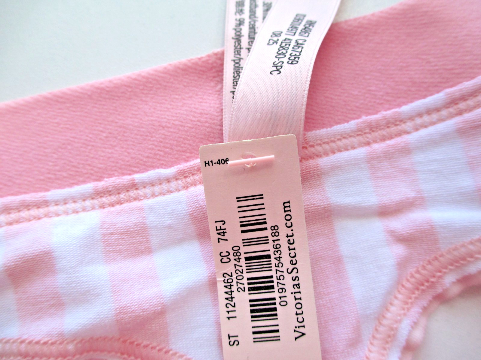 VICTORIA’S SECRET Cotton Thong Panty VS Pink White Stripe S M L XL Logo Band NWT