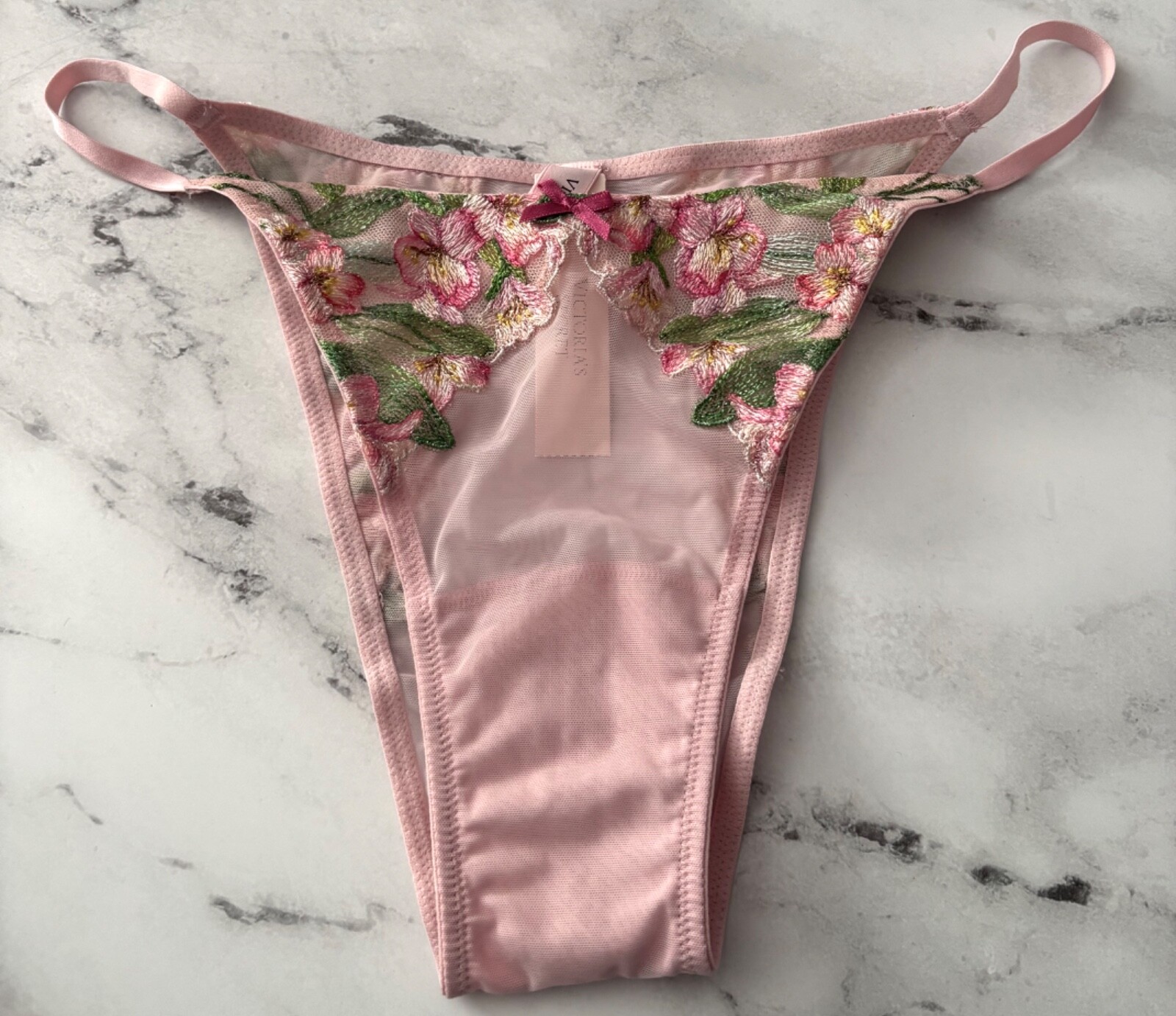 Victoria’s Secret String Brazilian Panty Dream Angels Mesh Lily Embroidered