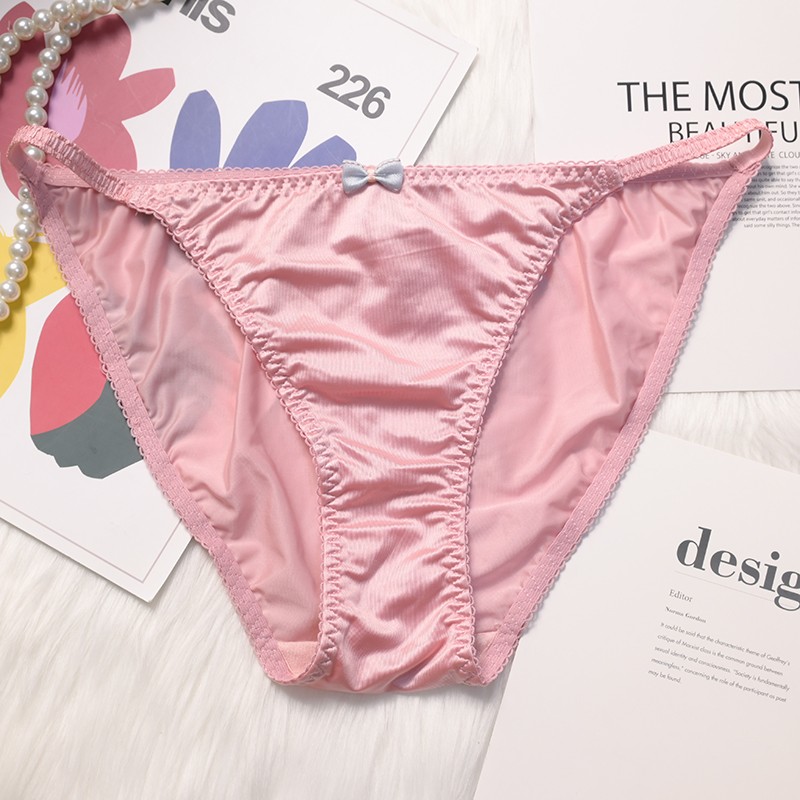 4PCS/LOT Sexy Womens Silky Satin Panties Underwear Bikinis Briefs Lingerie Soft