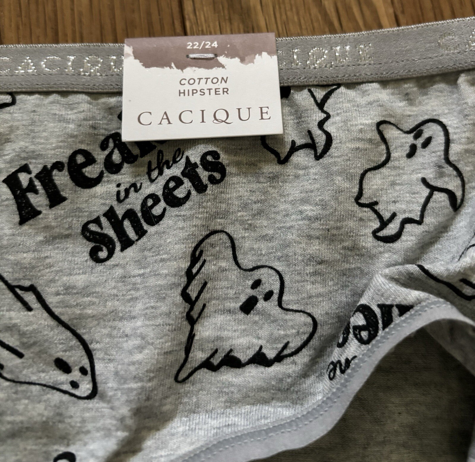 Plus Sz 22/24 Lane Bryant Cacique Hipster Cotton Panty Navy Gray Halloween Ghost