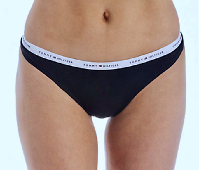 TOMMY HILFIGER Classic Cotton Navy Blazer Logo Band Thong Panty Womens Sz XL 8