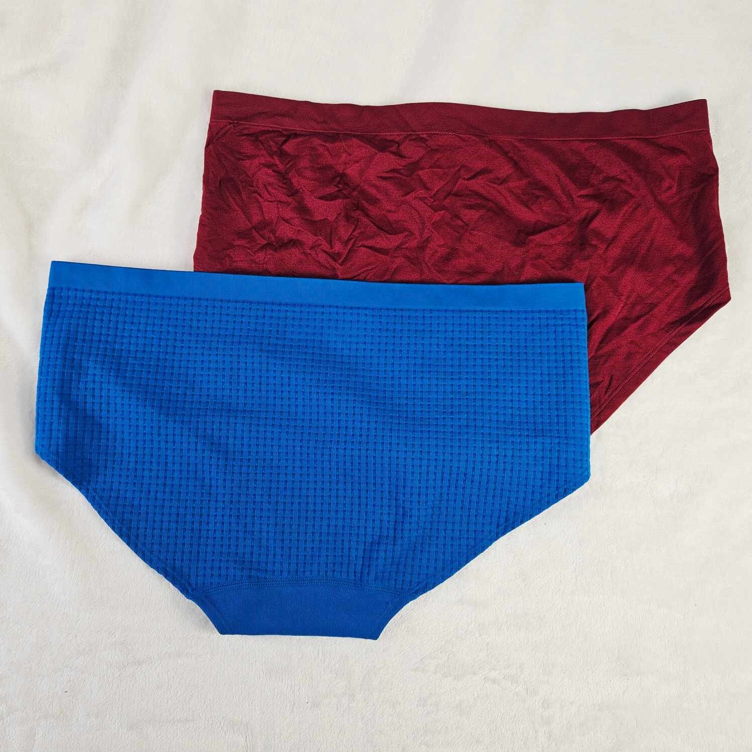 Auden 2pk Seamless Hipster Underwear Womens Plus Size 3X Stretch Red/Blue