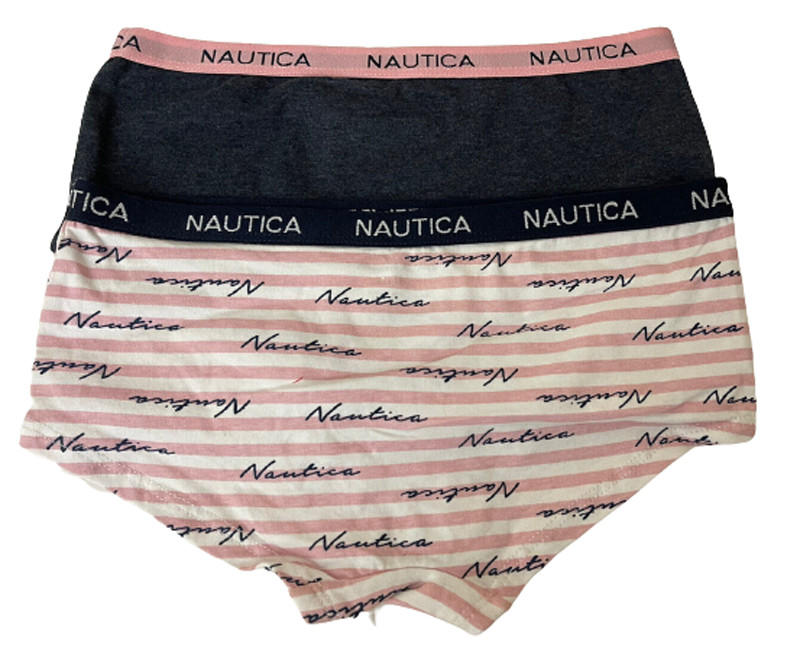Nautica Girls Juniors 2 Boyshort Panties Gray & Pink Size L (10/12)