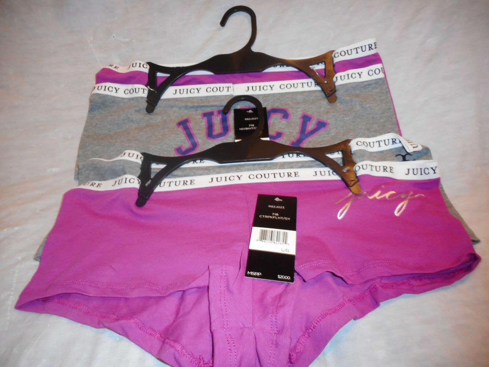 2 P/CS Juicy Couture Boys shorts Panty Gray& Burgandy Sizes Medium & Large