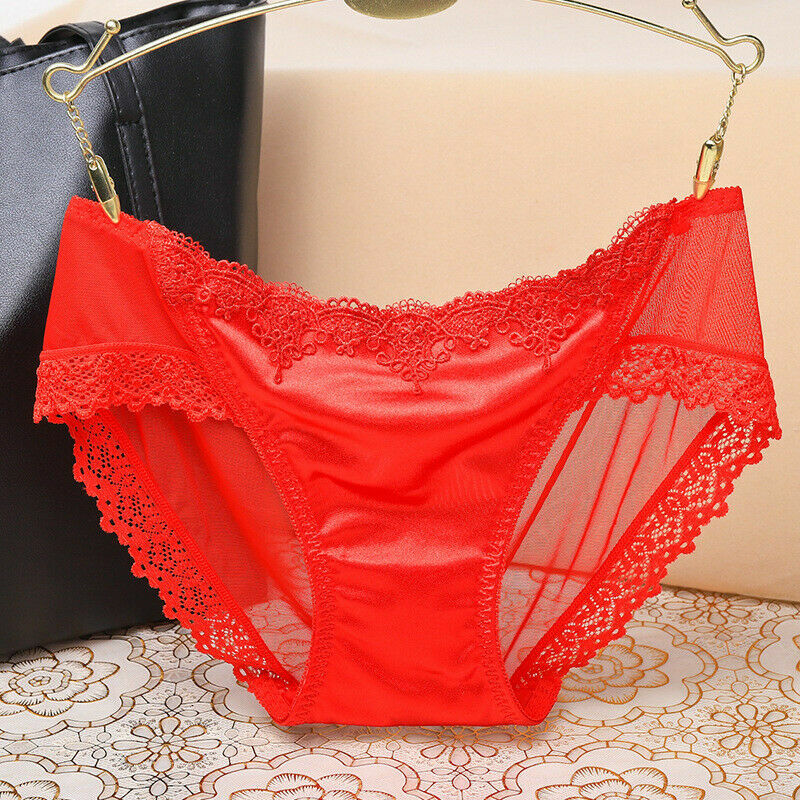4X Sexy Lady Knickers Panty Briefs Underwear Lace Trim Sheer Mesh Low Waist Kits