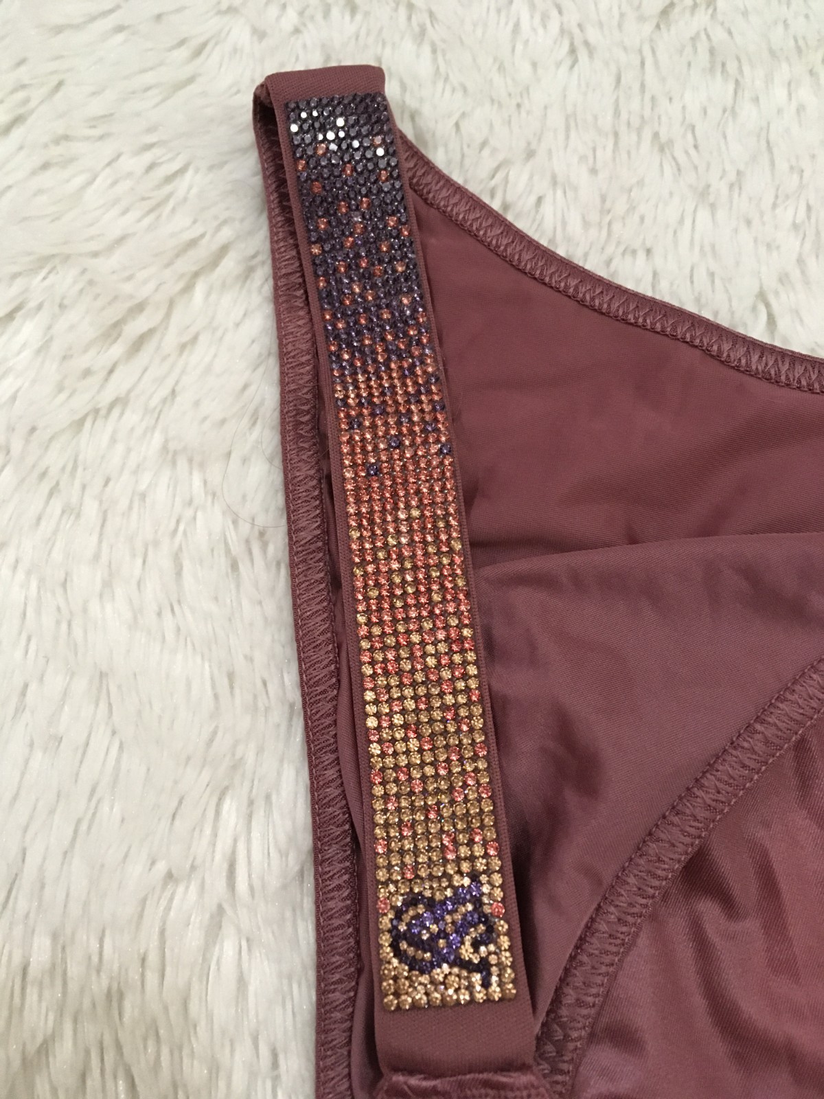 XL VICTORIA’S SECRET Shine Strap Brazilian Panty RHINESTONE Ombre Purple Vapor