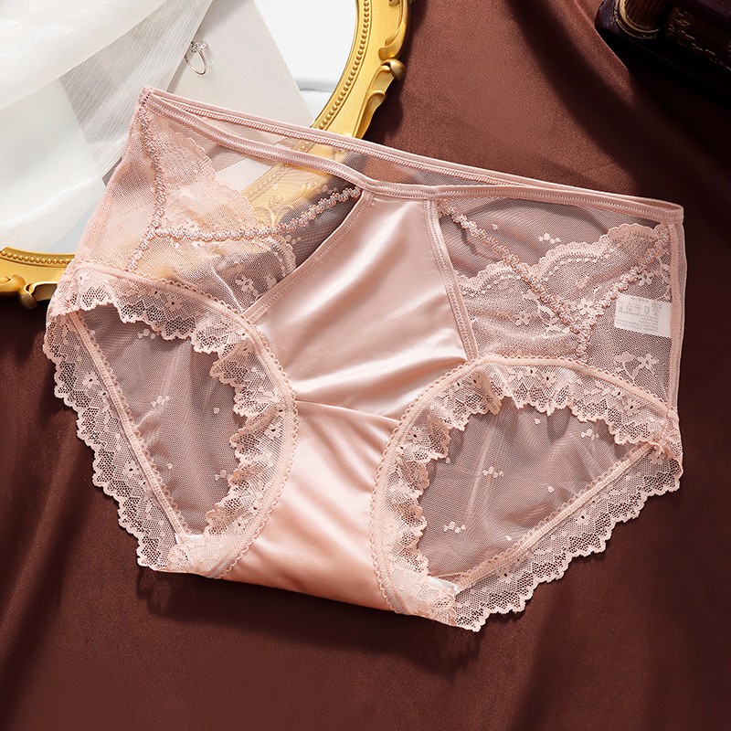 5 Pack Lot Sexy Womens Satin Panties Underwear Sheer Lace Briefs French Lingerie