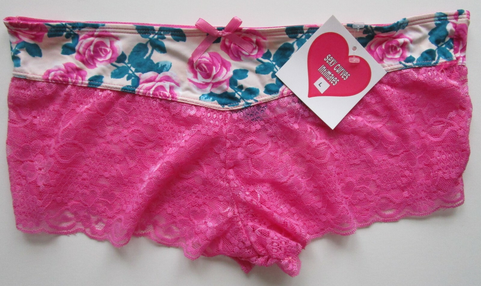 Sexy Curves Intimates Nylon Blend Lace Boyshort Pantie Size Large NWT