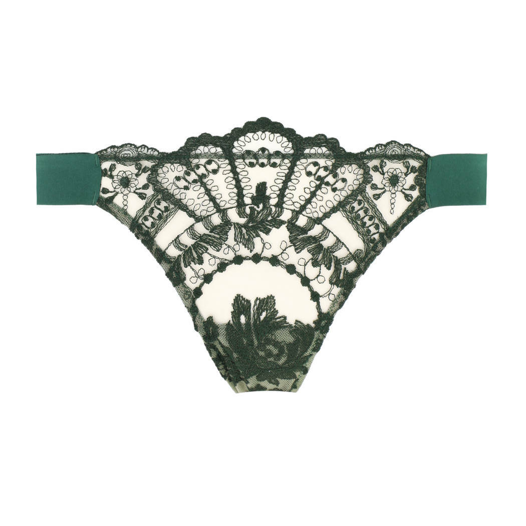 ID SARRIERI Petite Fleur Thong in Dark Green L65431 Size XL (4)