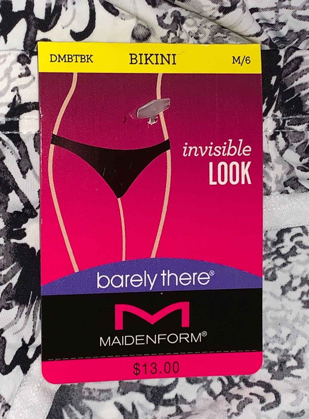 MAIDENFORM Barely There White Black Floral Invisible Bikini Panty Womens Sz L 7