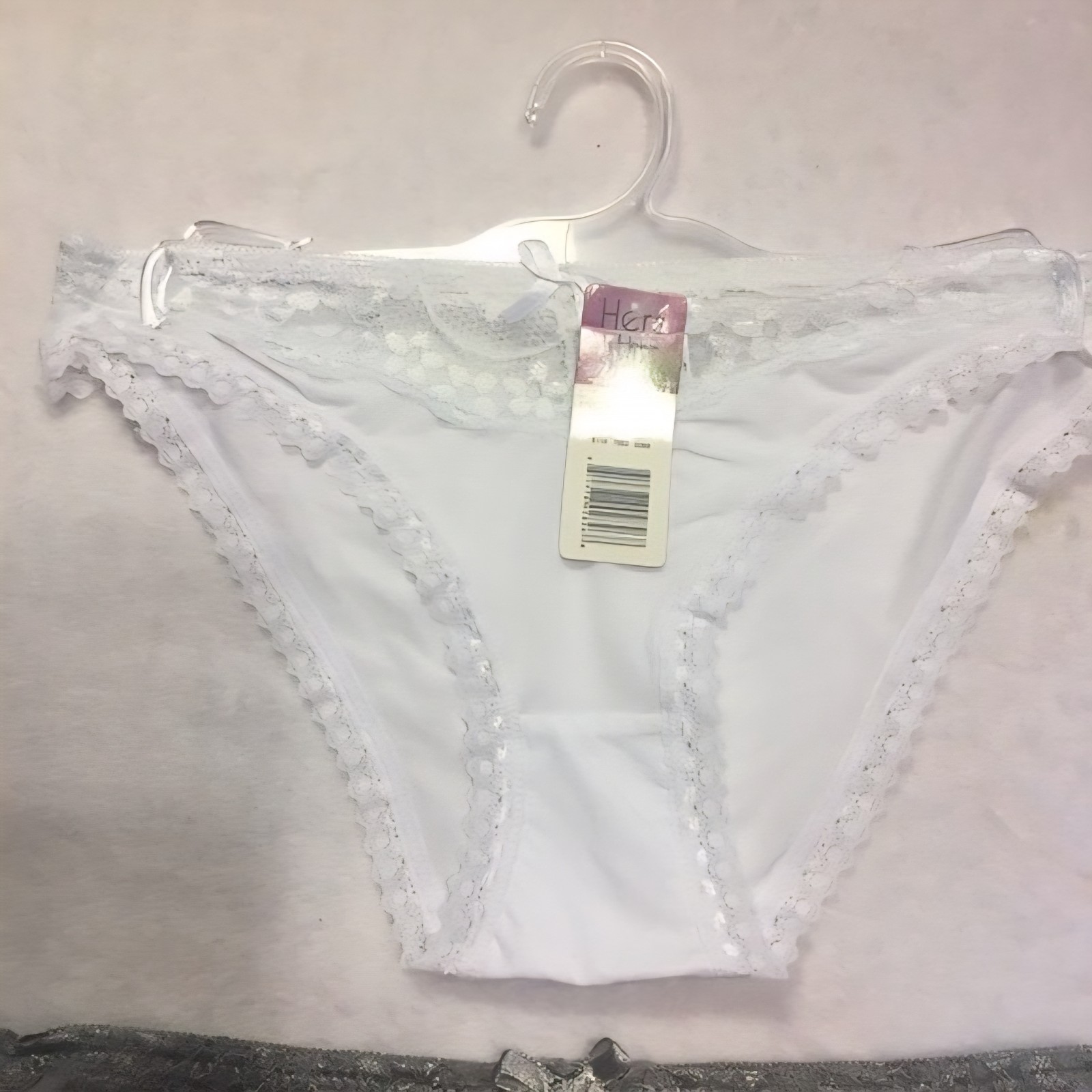 NWT Hers by Herman White/Gray Lace Trimmed Hipster Panties. Size M & L.