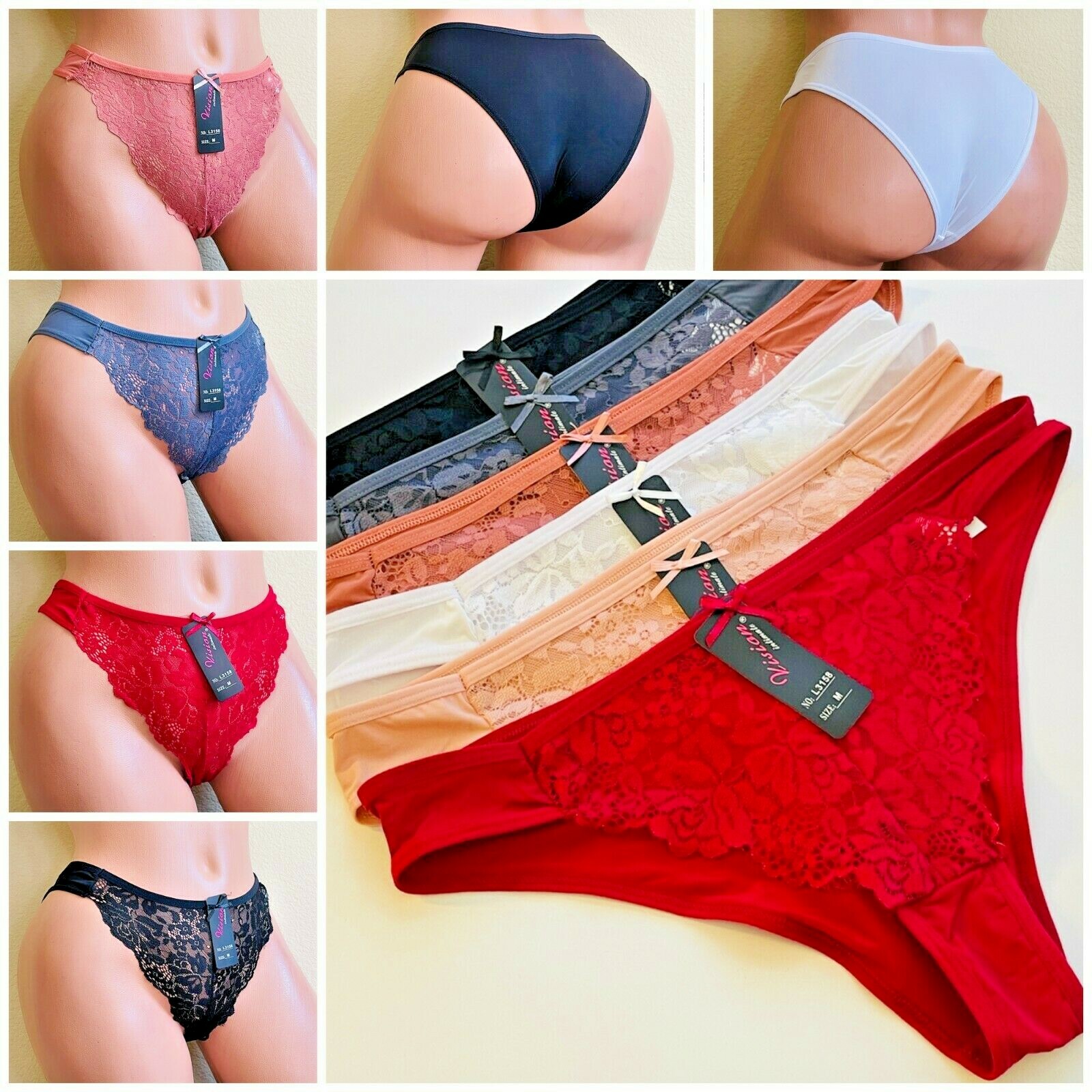 6-12 Bikini cheeky Hipster Women’s Teen Lace Underwear Panties Undies 3158 S-XL