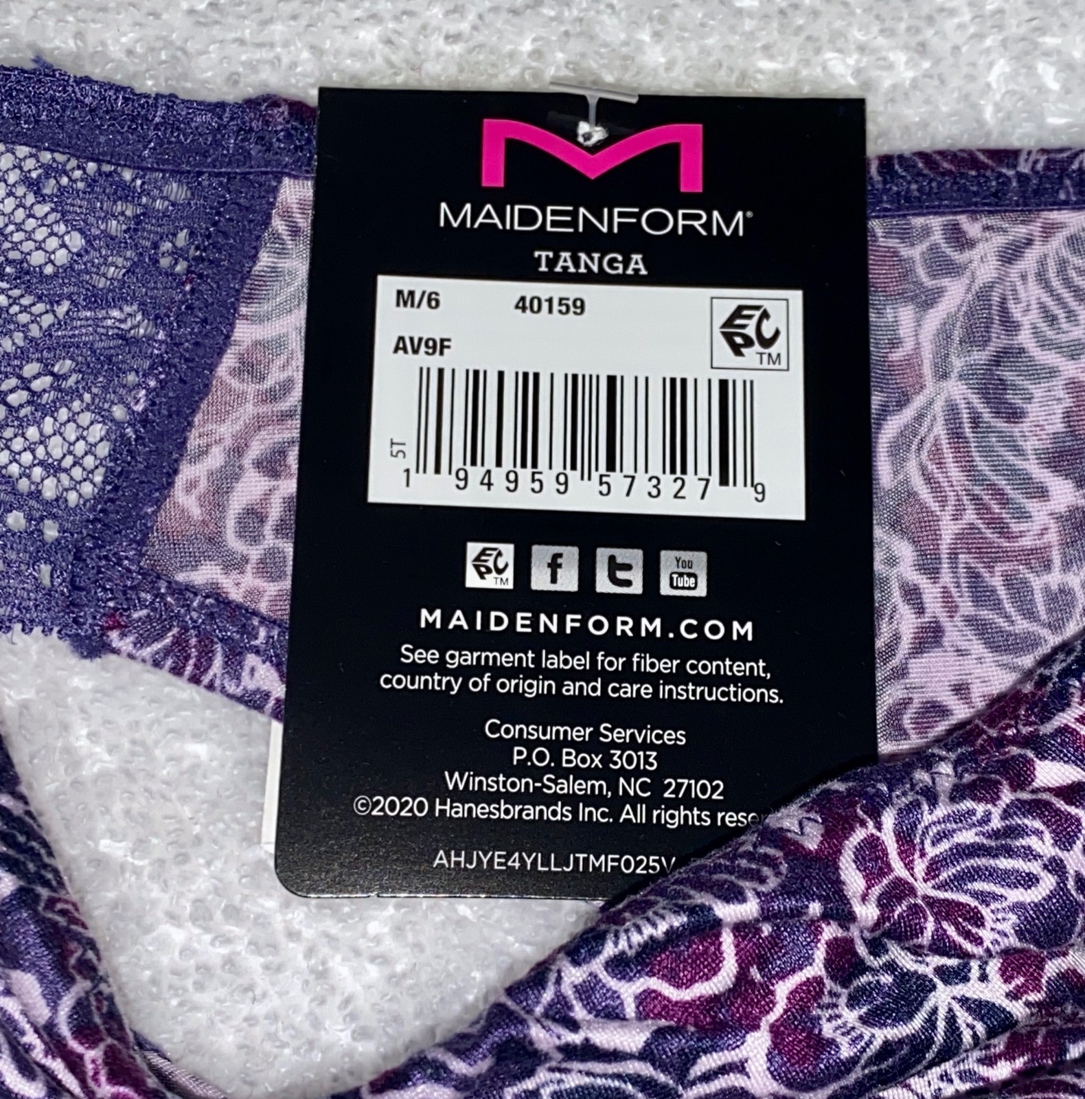 MAIDENFORM Comfort Devotion Batik Blossom Lace Back Tanga Panty Womens S 5 L XL