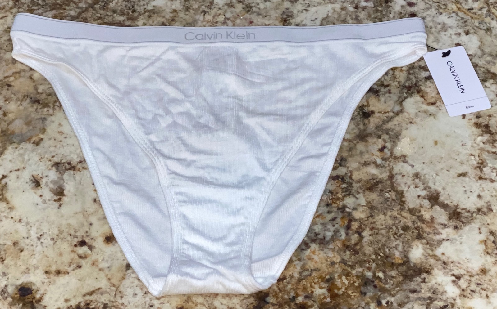 CALVIN KLEIN Pure Ribbed Soft Modal White Cheeky Bikini Panty Womens Sz S M L XL