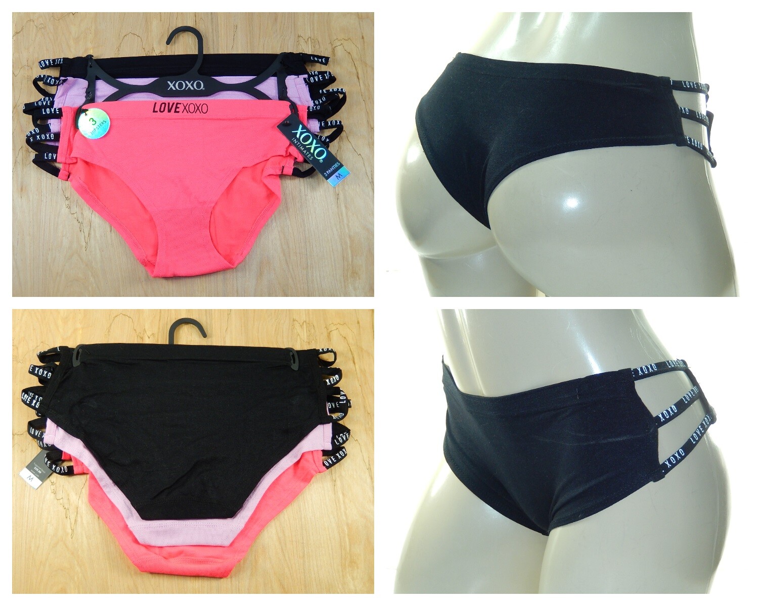 3 Pair XOXO Women SIDE CUTOUTS HIPSTER BOYSHORT Panties Nylon Blend S-XL