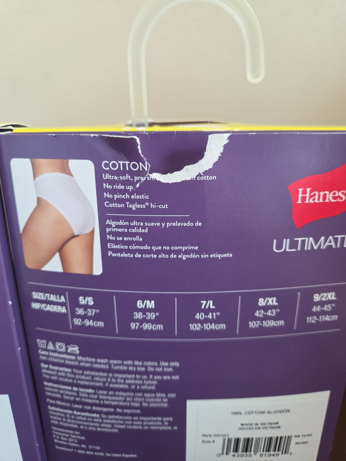 New In Box Hanes Ultimate Cotton Comfort Hi-Cut Panty 5 Pack Lot Of 2 Size 6/M