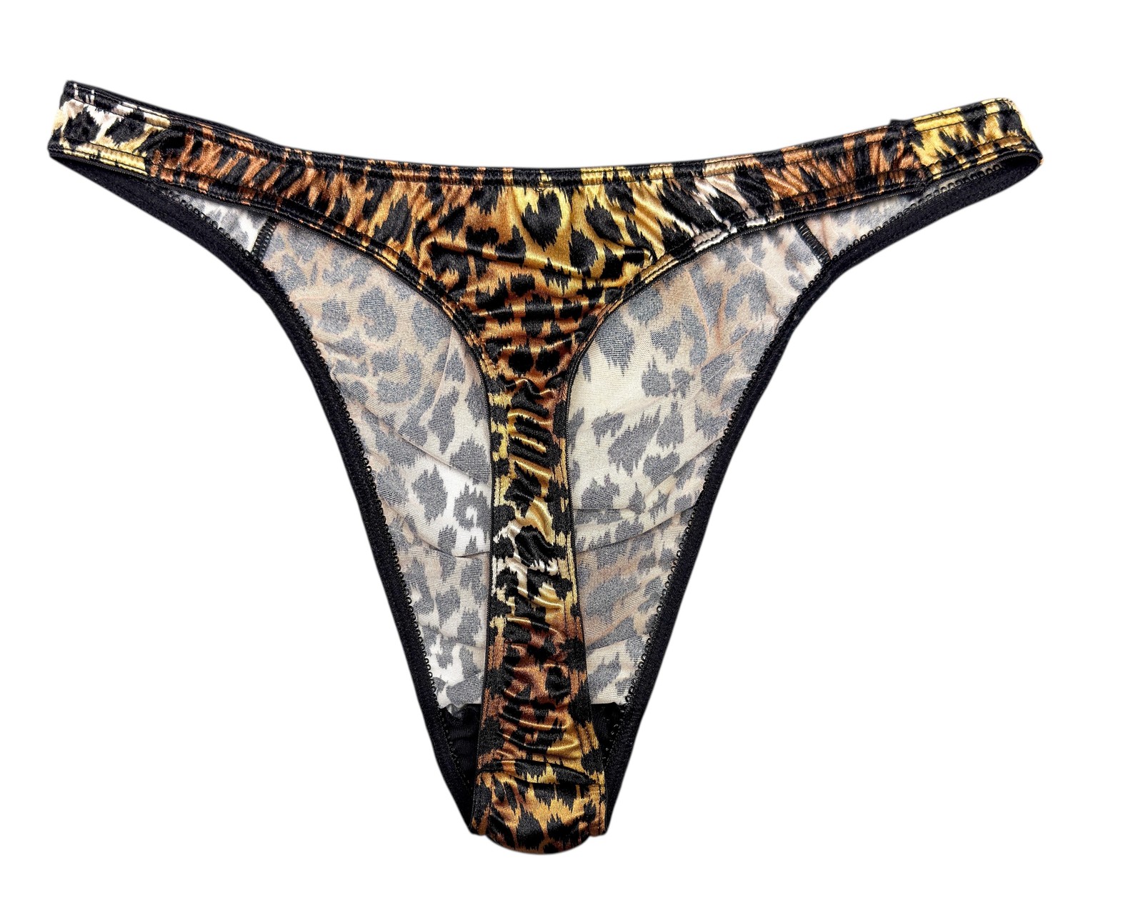 Second Skin Satin Thong Leopard Print L