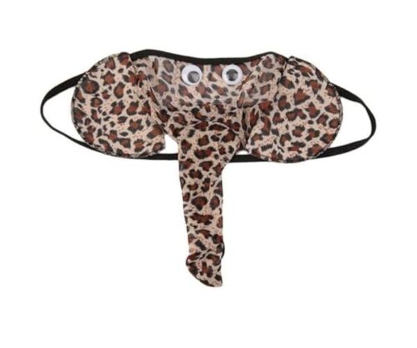 CCBFY 4-Pack Men Lingerie G-String T-Back Thongs Large-3X-Large Big Leopard 1pc