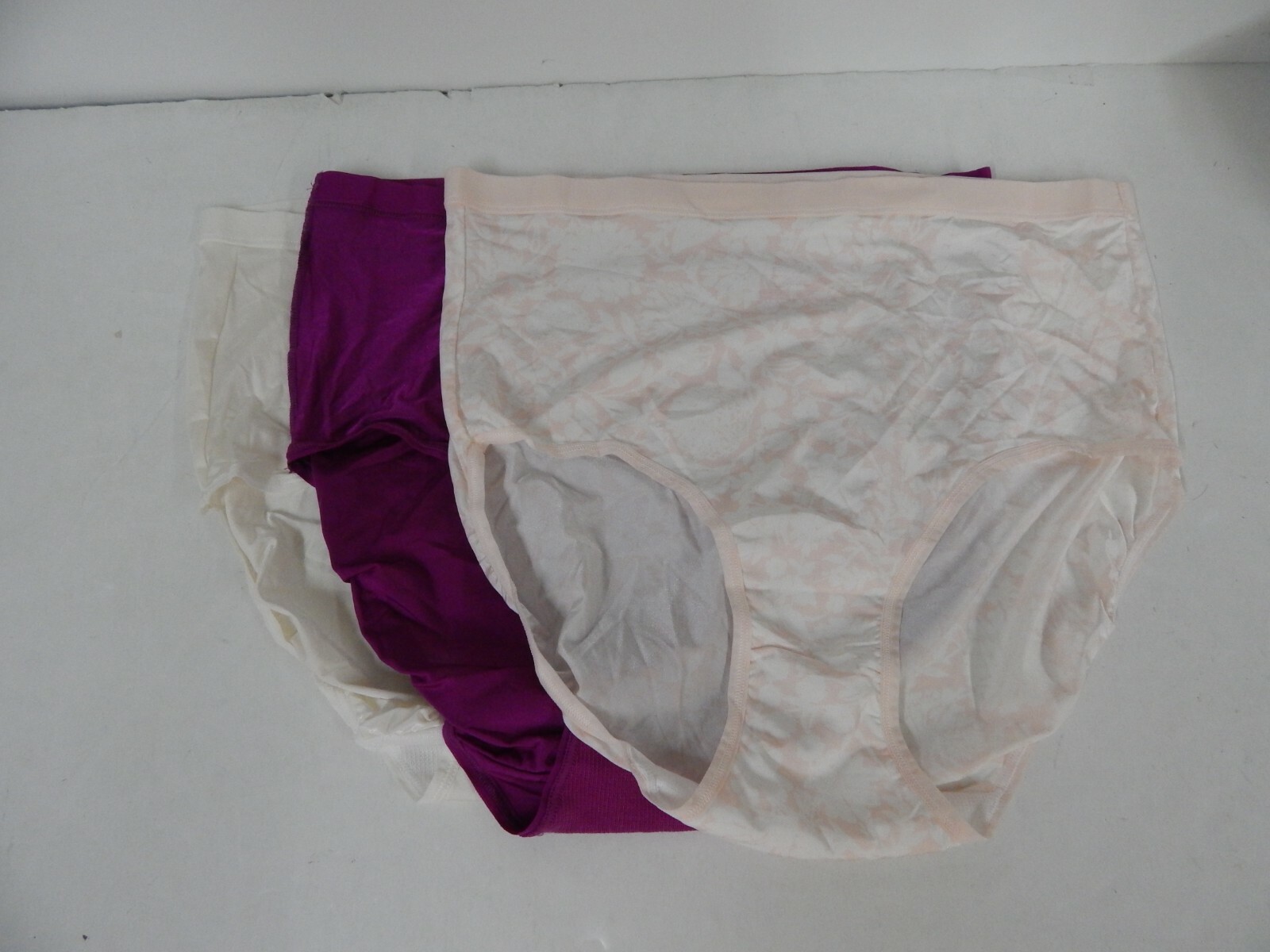 Breezies Silky Knit Full Brief Panties Set of 3-Blooms/Purple/Ivory-Larg-A382452