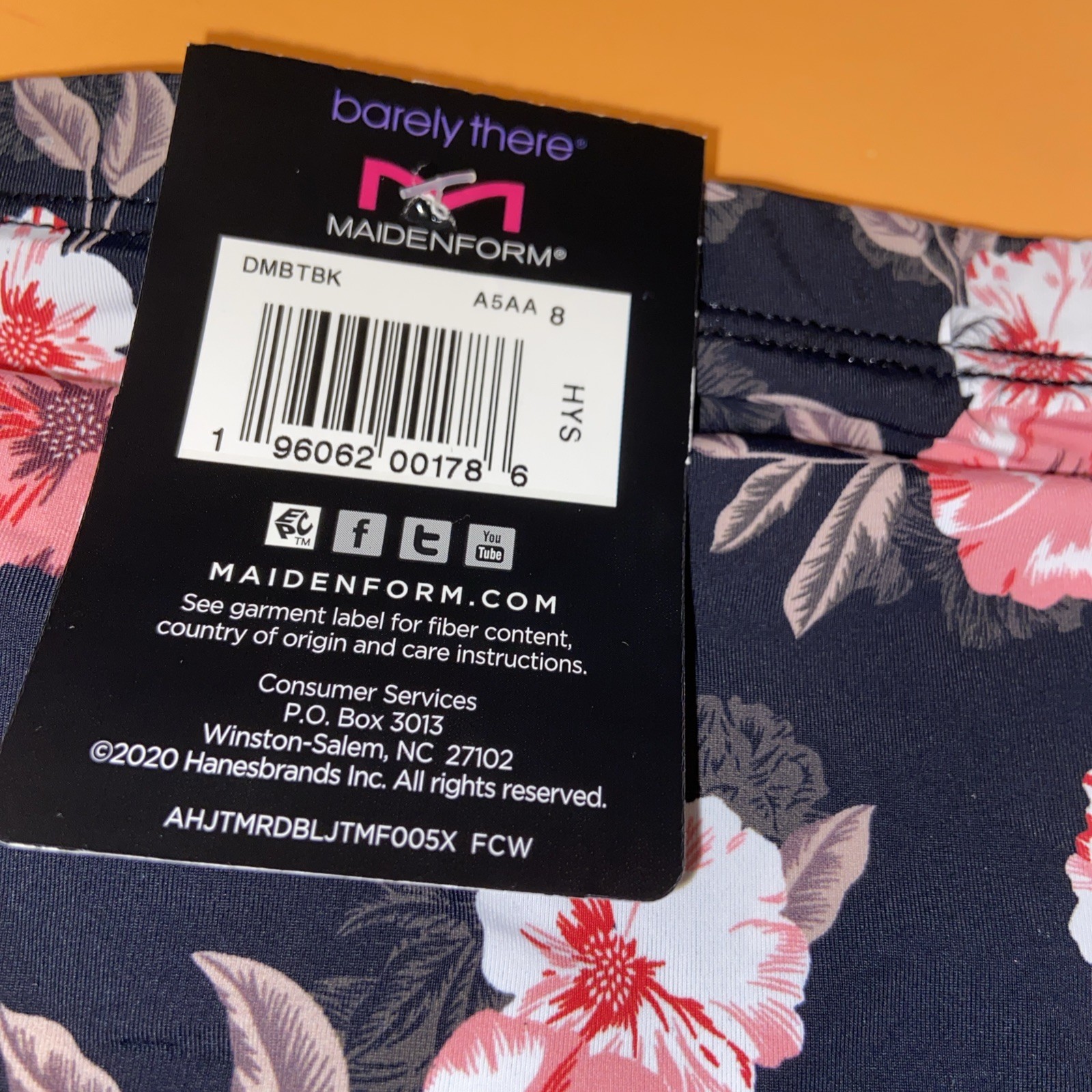 NEW! Maidenform Black Floral Barely There Bikini Panties / Extra Large / Size 8