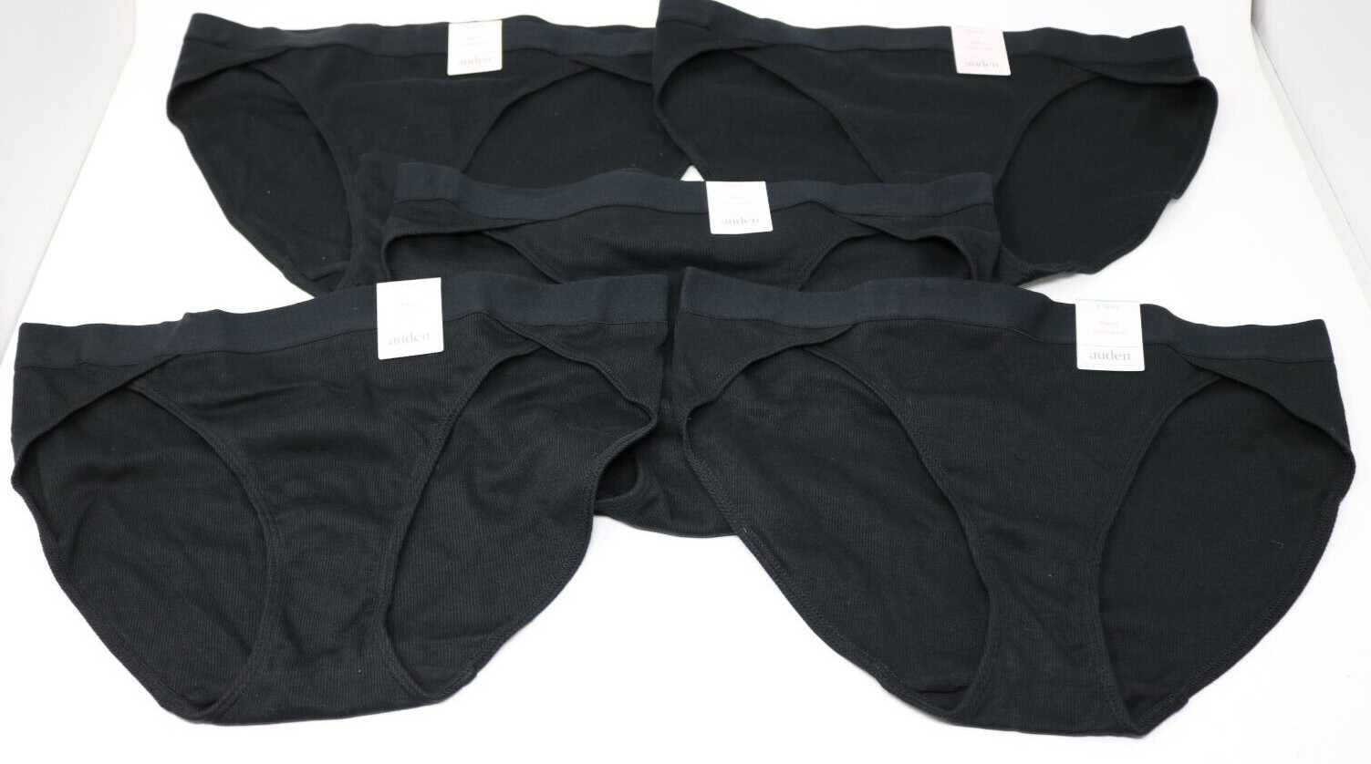 Auden Cotton Blend Bikini Panties Underwear Size S Small 4-6 Black Lot of 5 NWT