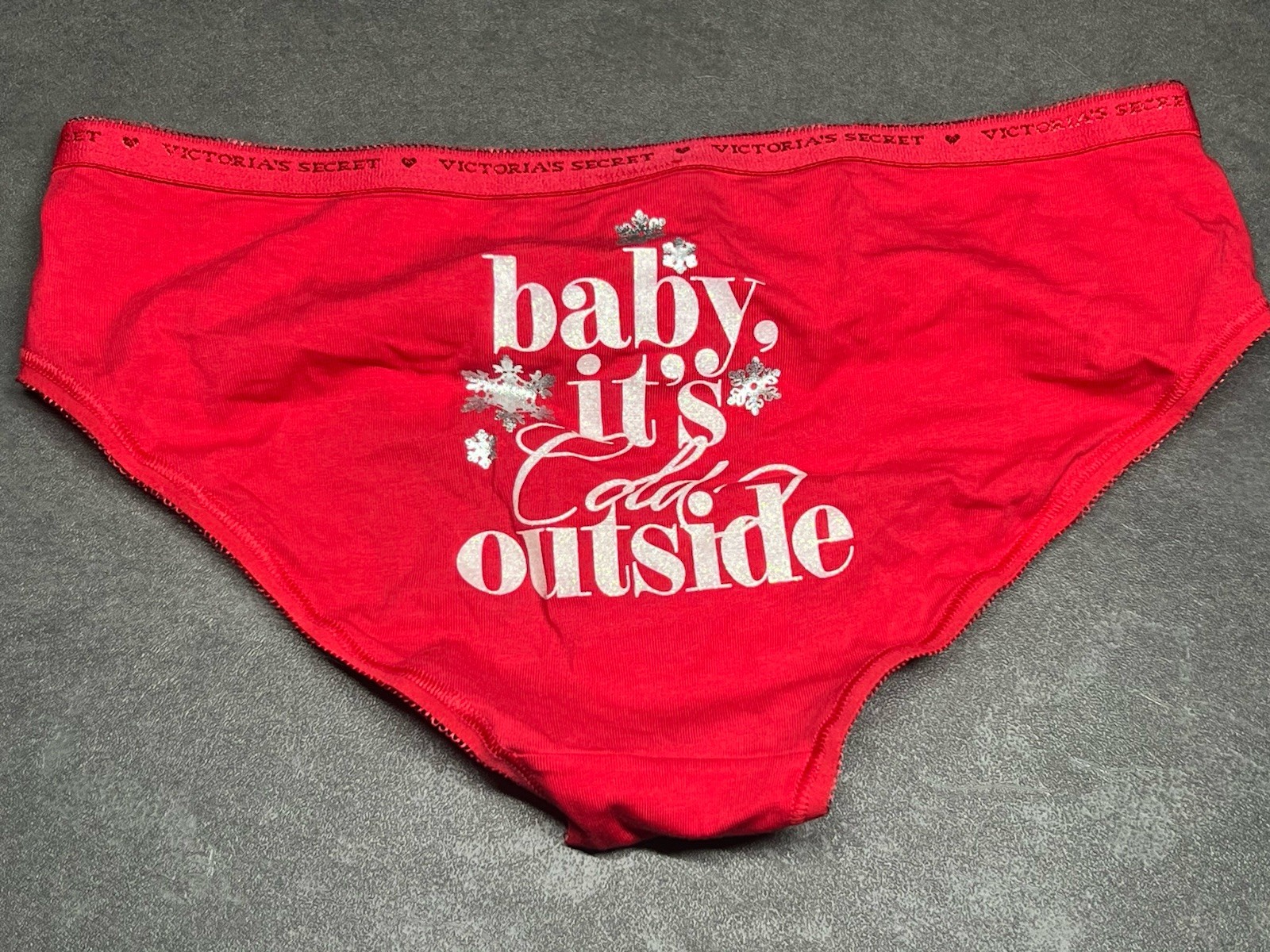 Vintage Victorias Secret Baby It’s Cold Panty Signature Logo Glitter Graphic M