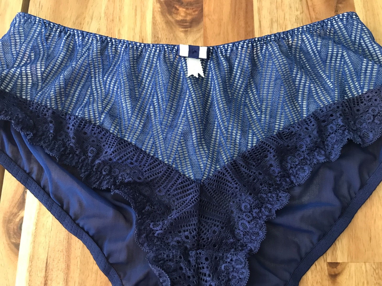 Curvy Kate blue pink lace edge brief sheer back new uk 12 new