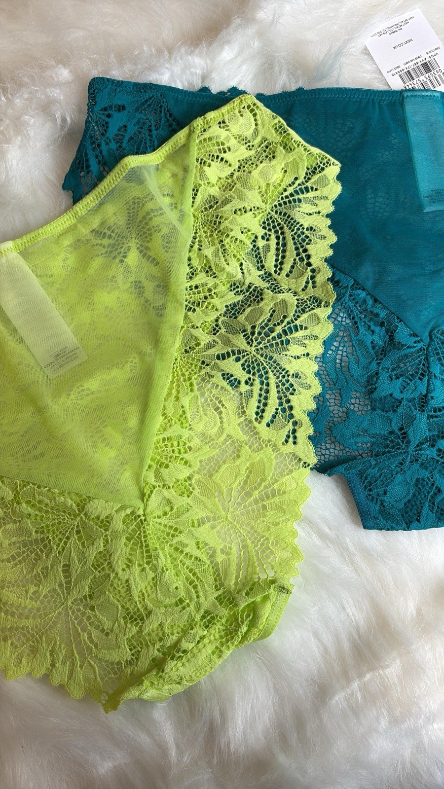 VALENTINE’S GIFT SET – NEXT HIGH-LACE KNICKERS – 2 PCS – UK16 – BLUE/GREEN