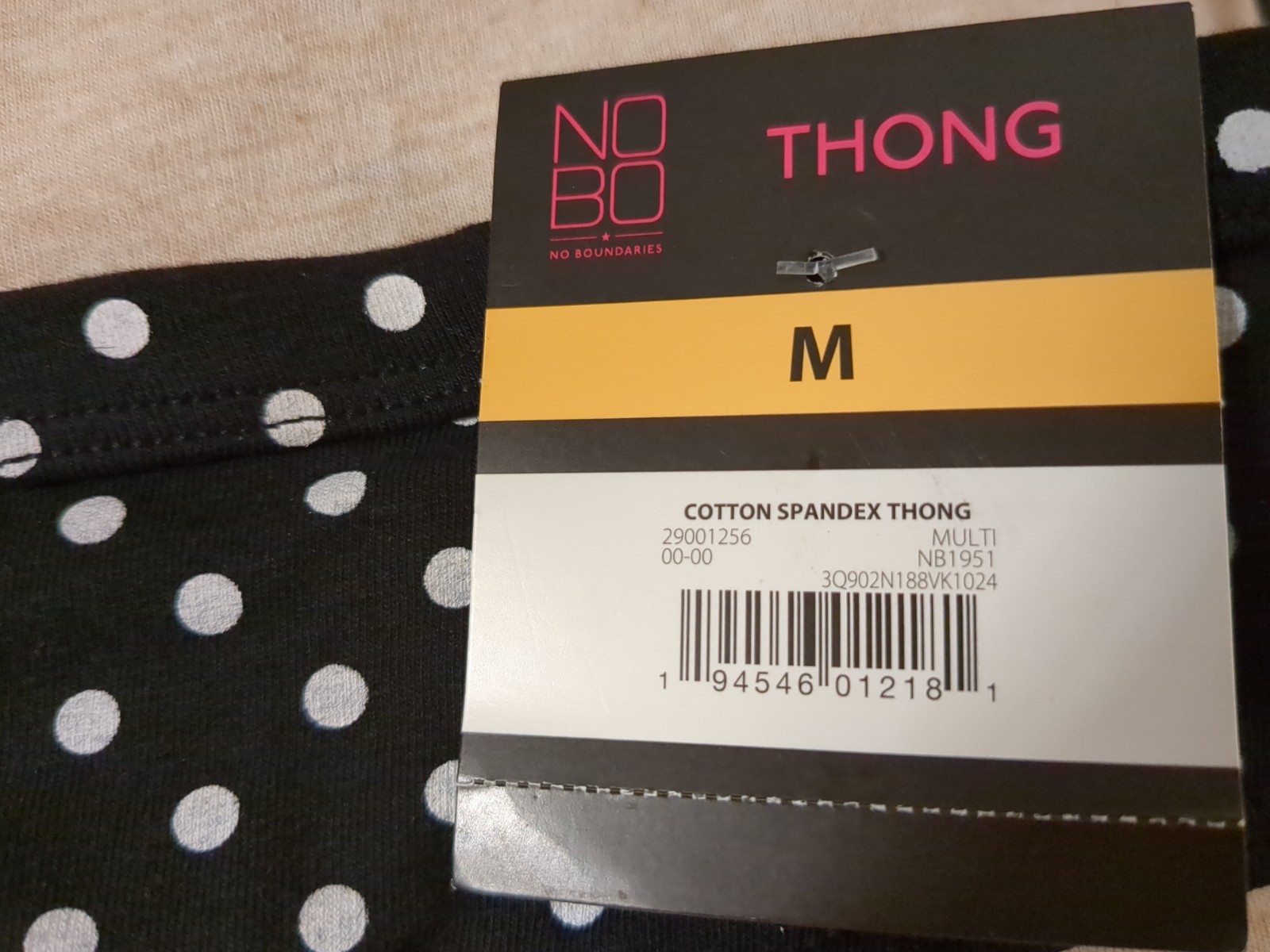 NWT Women’s Size Medium Thong Panties Polka Dot No Boundaries Cotton Spandex