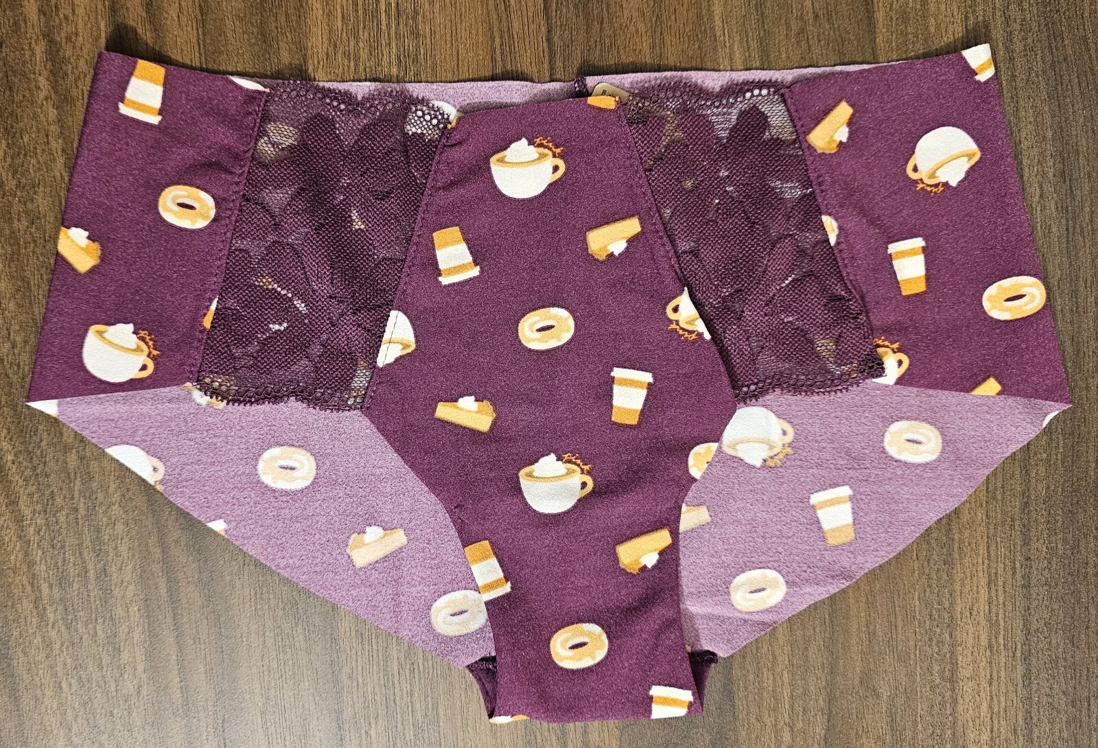 Size Medium Hipster Victoria’s Secret Lace Insets Coffee Donut Pumpkin Pie New