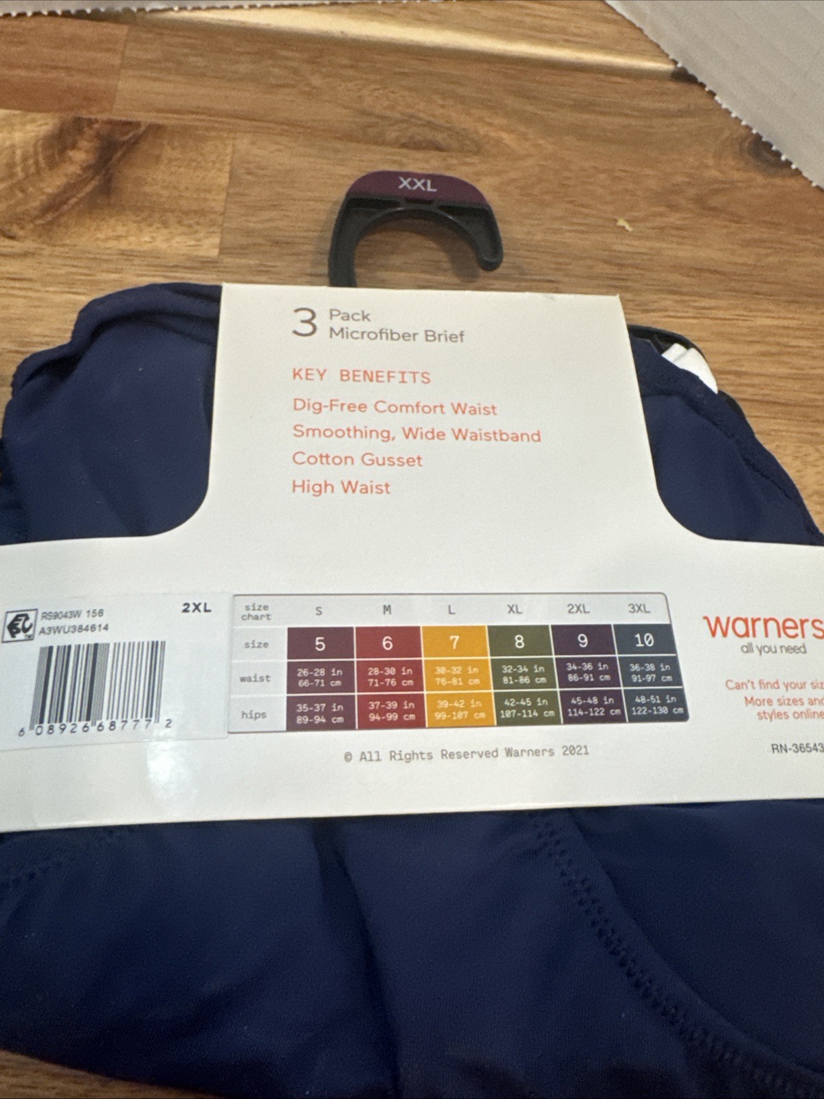 Lot Of 2 Warners Blissful Benefits Microfiber Briefs Underwear 2XL/9 3pack =6