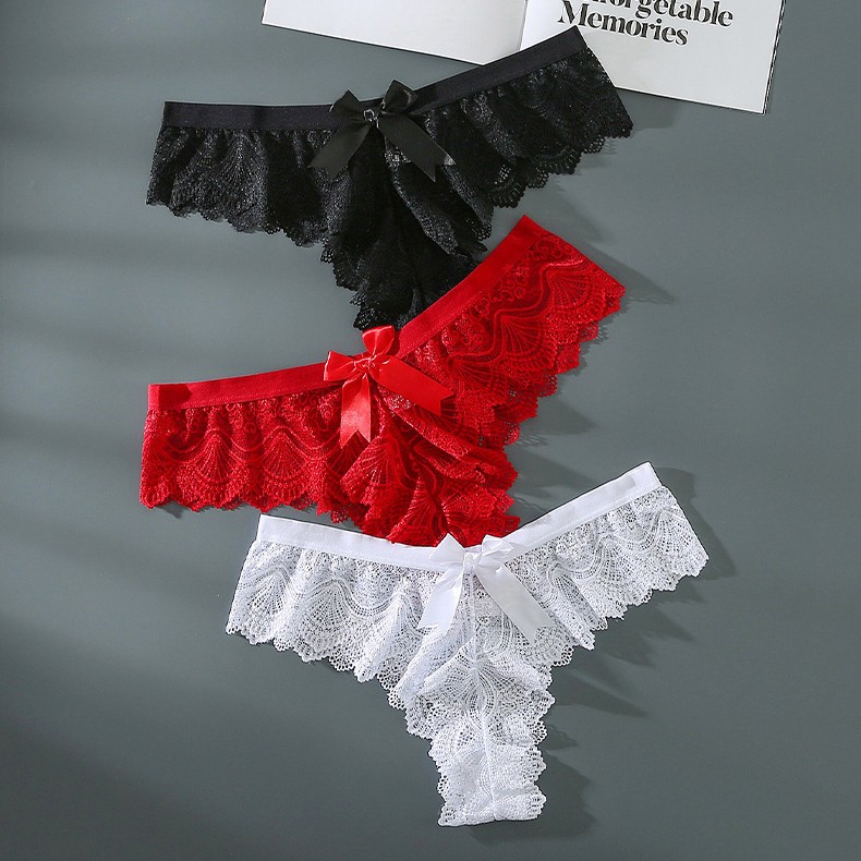 4 Pack Lot Sexy Womens Lace Panties Thongs See Through Sheer Underwear Lingeries