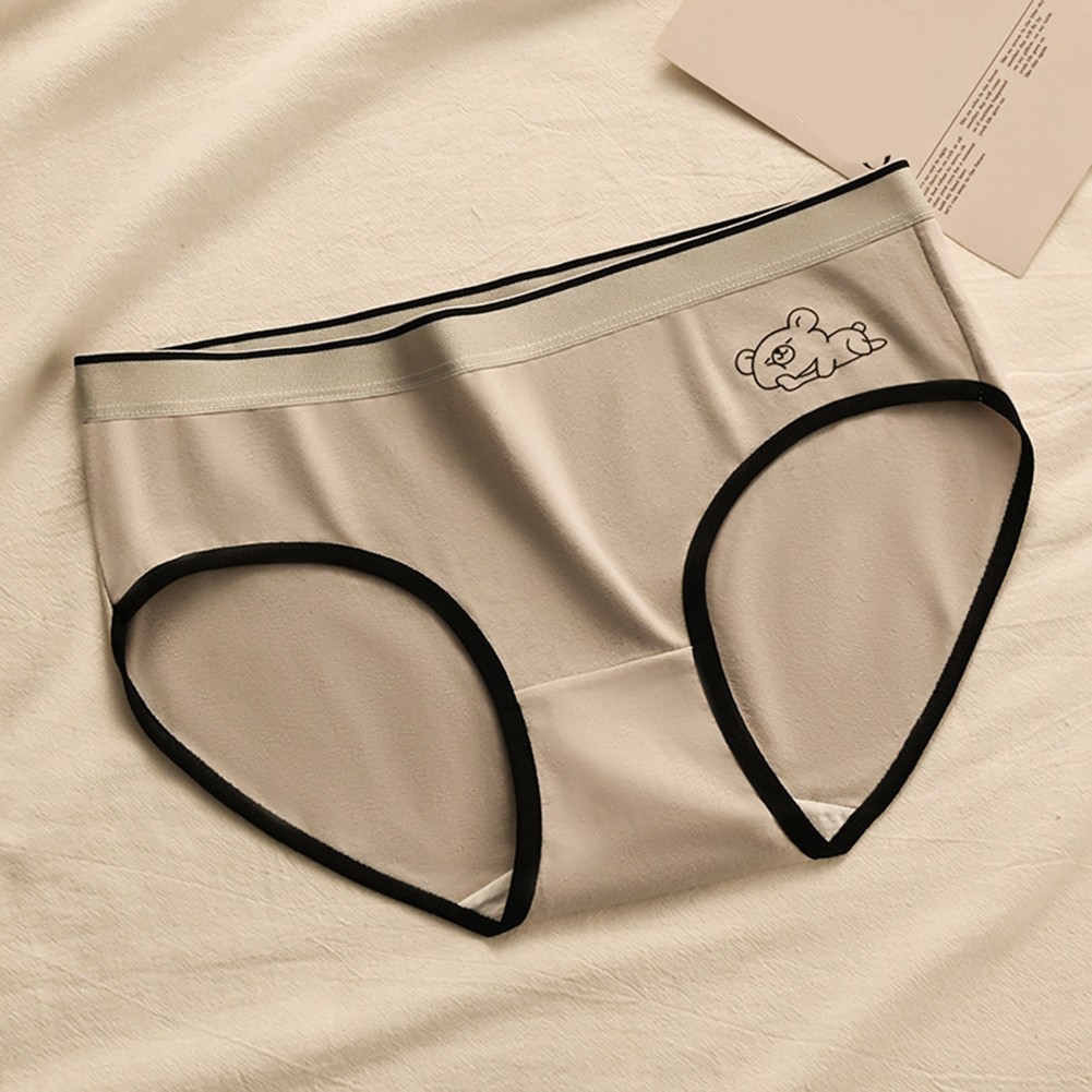 Women Cotton Triangle Pants with Cartoon Pattern and Double Layer Design