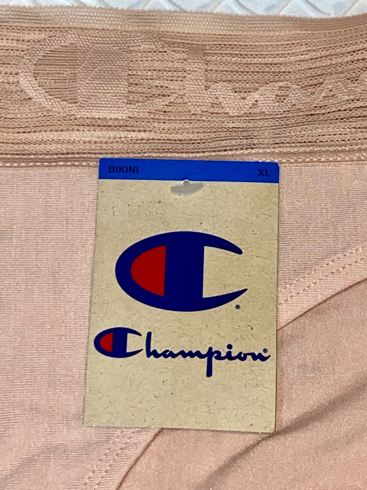 CHAMPION Wide Lace Logo Spiced Almond Pink Bikini Panty Womens S 5 M 6 L 7 XL 8