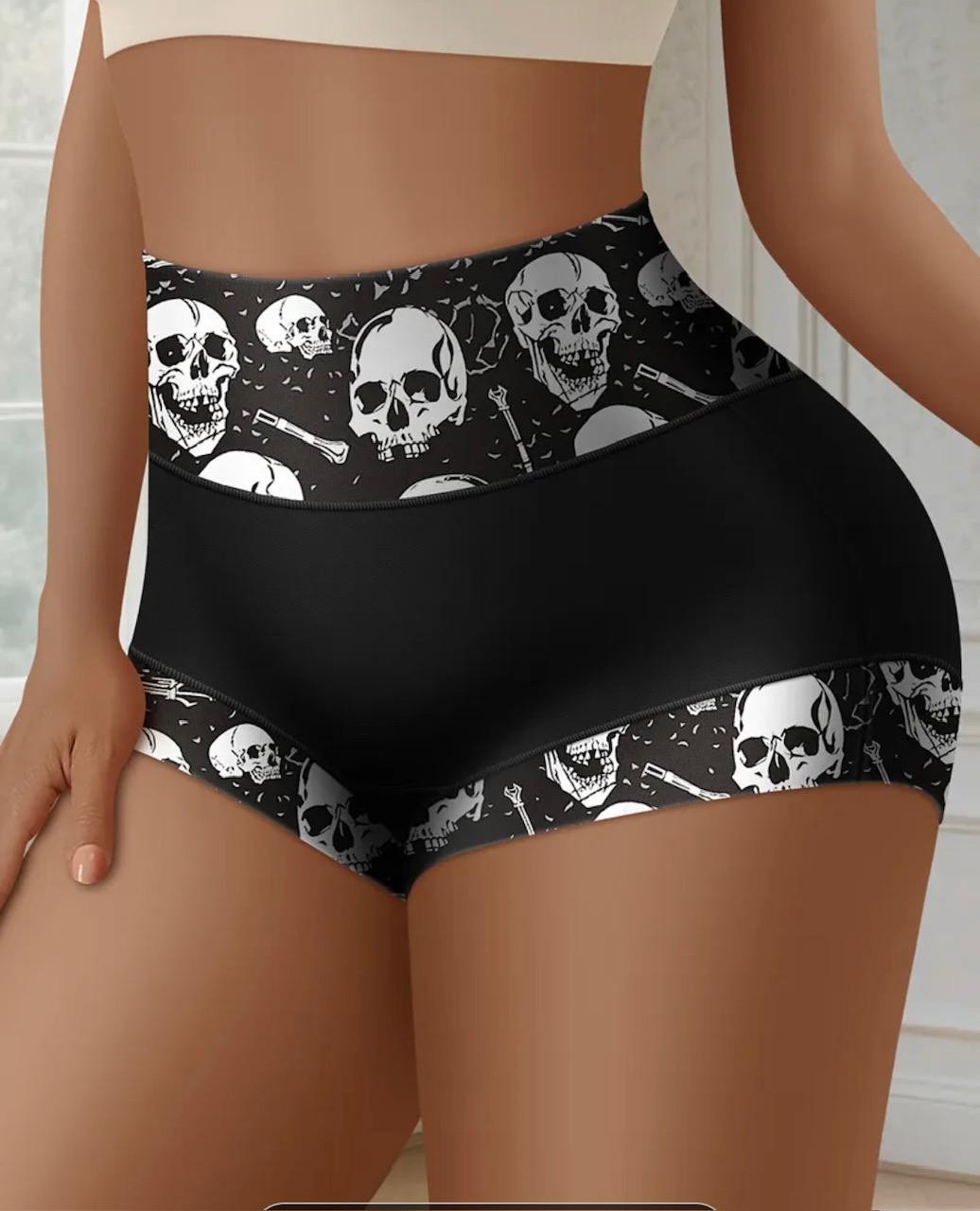 Women’s Sexy High-Waist Women’S Briefs Panties Gothic Style Lingerie Skull