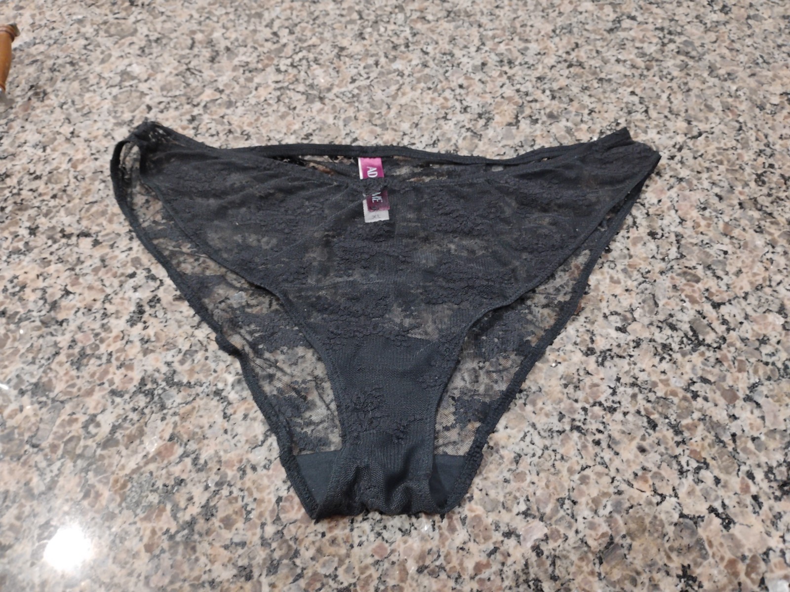 ADORE ME BLACK SHEER LACE hipster hi cut cheeky bikini panties size XL