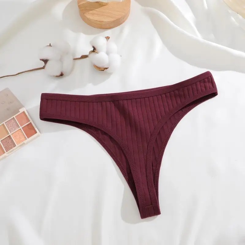 8 PCS Sexy Women Seamless Thong Panties Cotton Low Rise Soft Ribbed G-String Set