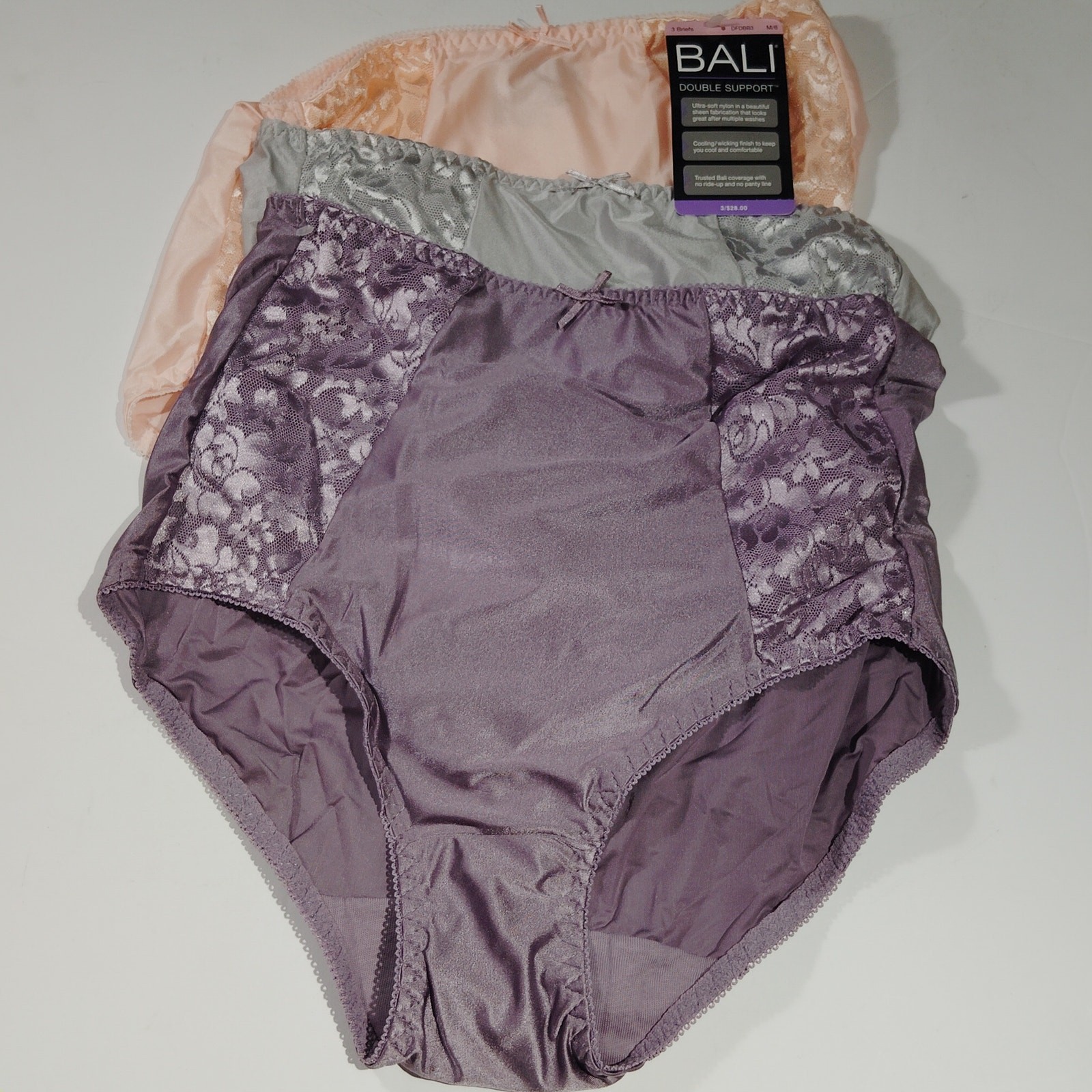 Bali Double Support Brief Panty Set – 3 Pack – Size M/6 – Multi-Colors