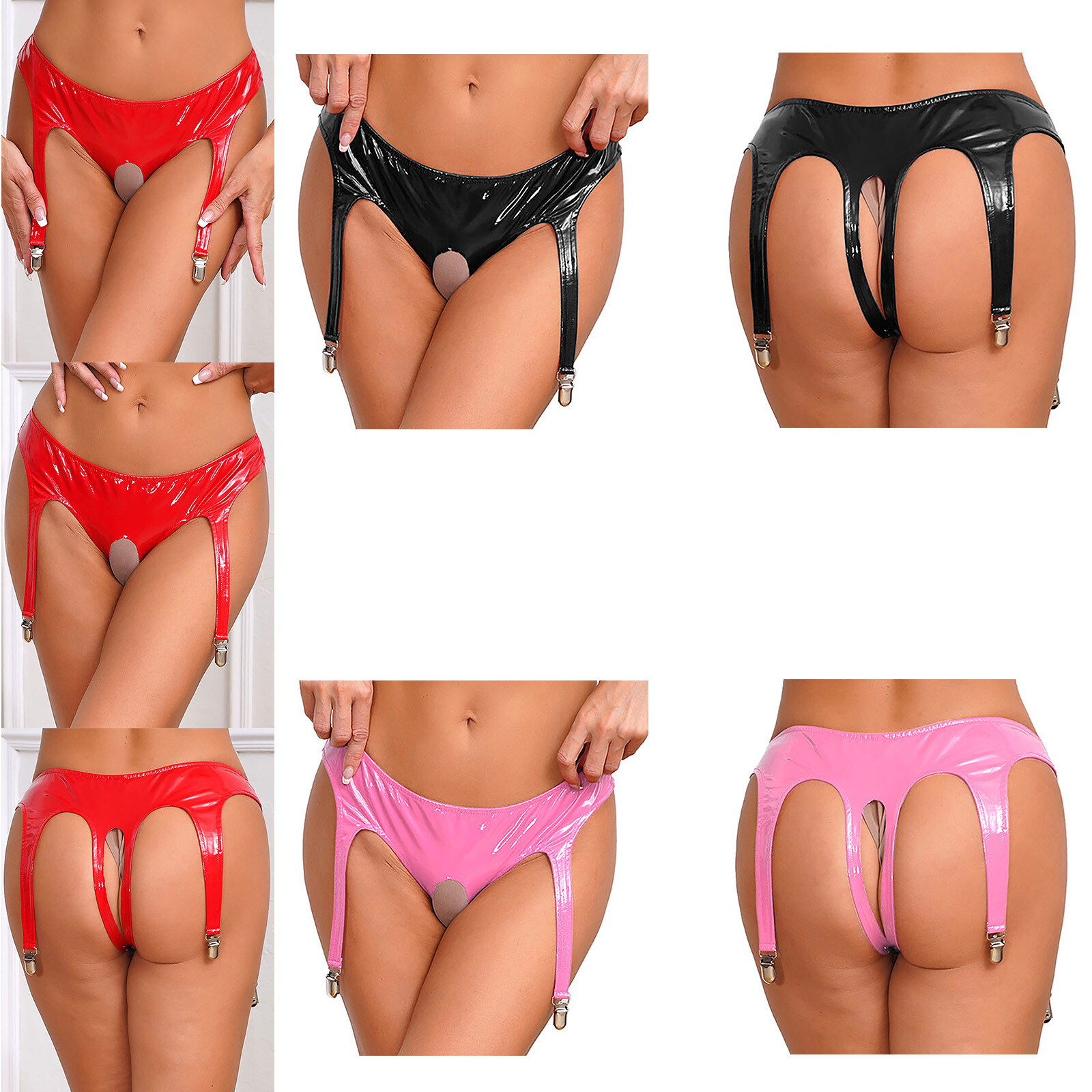 Womens Thong Halloween Underwear Low Rise Briefs Open Crotch Lingerie Glossy