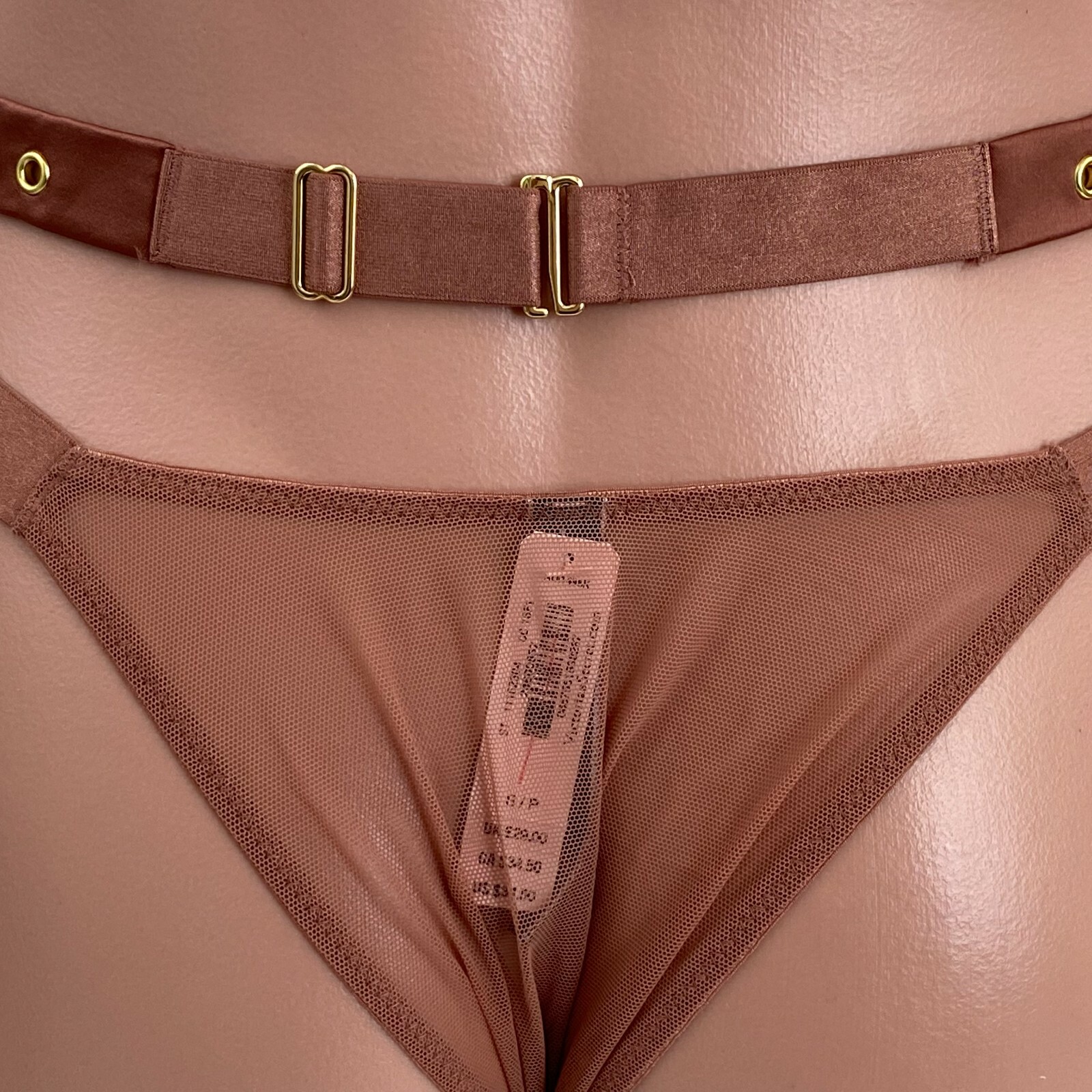 Victoria’s Secret Very Sexy Strappy Gold Ring Side Buckle Brazilian Slip S NWT