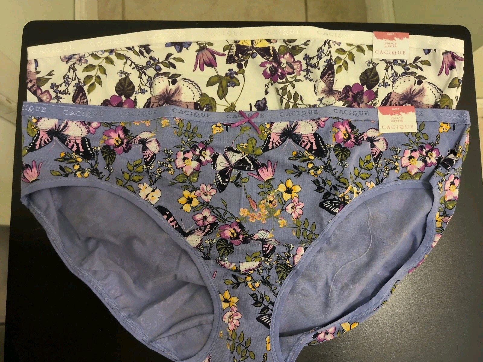 Lane Bryant 18/20 Cotton Hipster SET 2 NEW W TAG Butterfly Print White+ Lavender