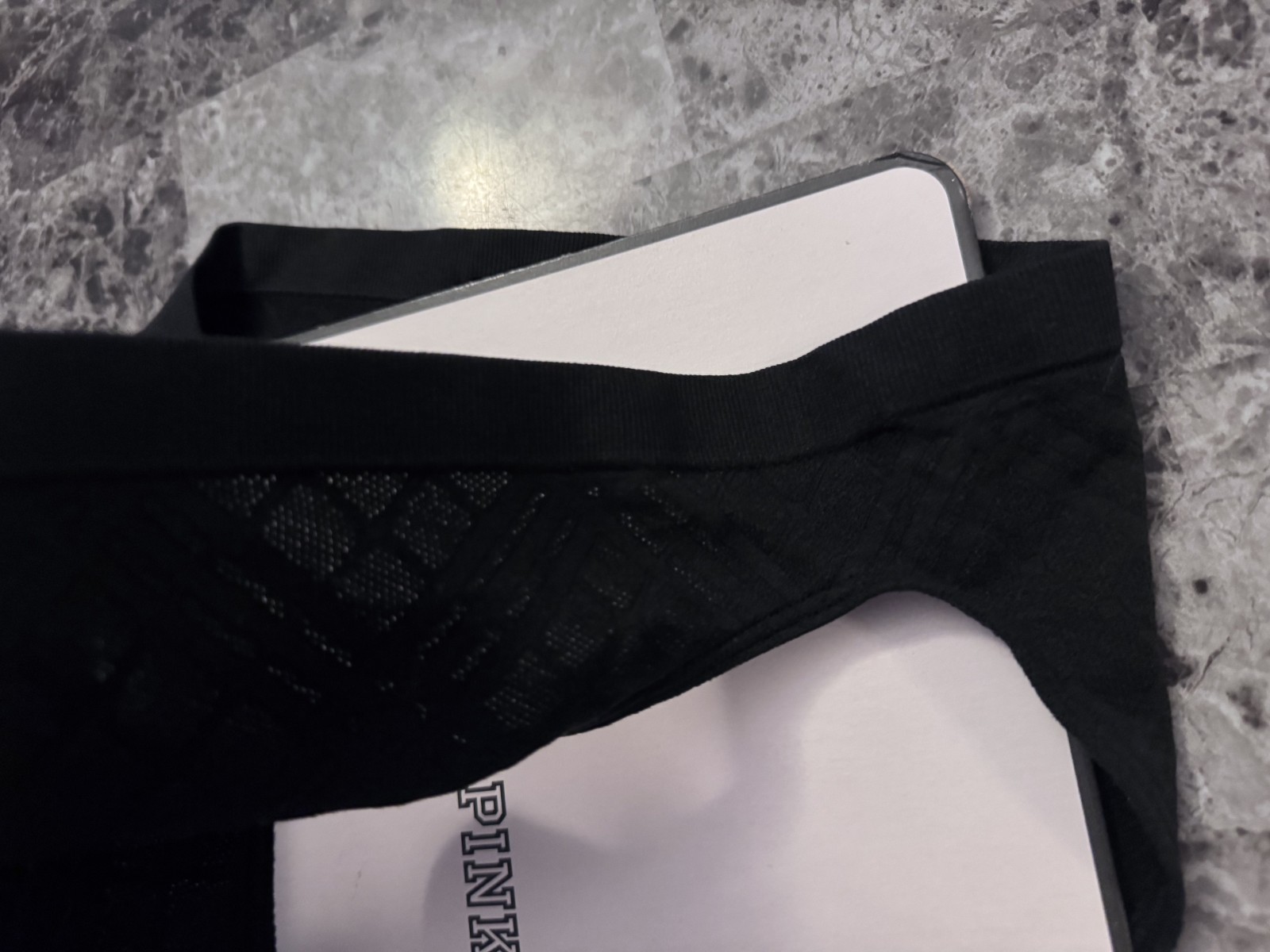 NWT VICTORIA’S SECRET LARGE BLACK PLAID MESH SEAMLESS RARE BIKINI PANTIES