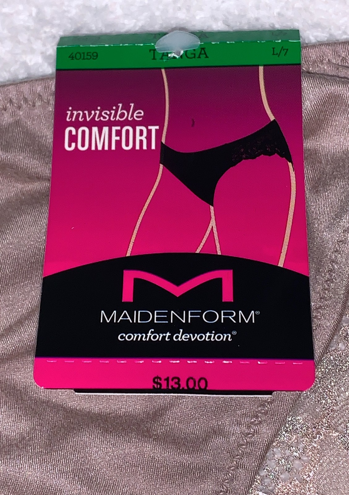 MAIDENFORM Comfort Devotion Lace Trim Evening Blush Tanga Panty Womens Sz XL 8