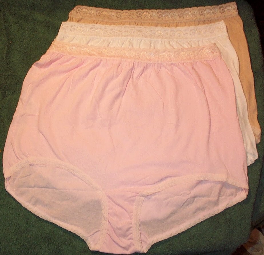 3 Pair Lace Elastic 100% Cotton Assorted Panties Size 11 Carole Panty USA Made