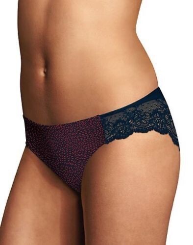 Maidenform Comfort Devotion Lace Back Tanga Panty – Blue Red – Size 5 – New