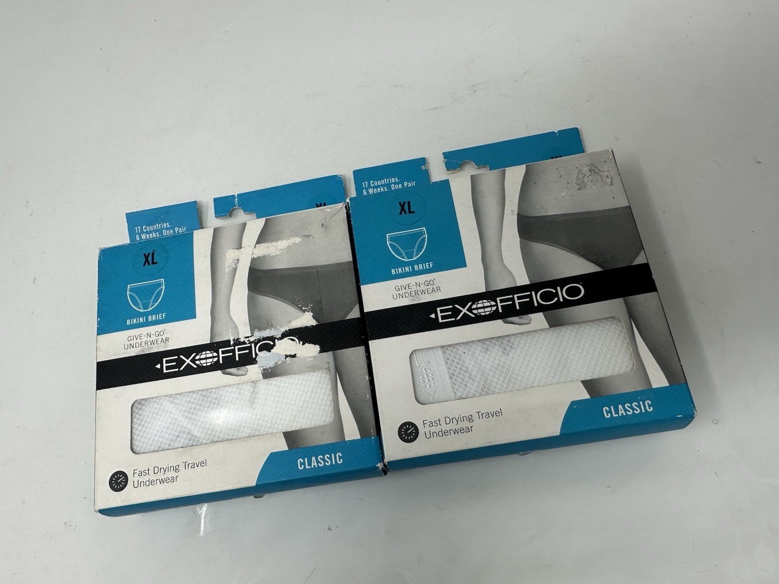 2 Pair ExOfficio Women’s Give-N-Go Bikini Briefs Underwear White SIZE XL