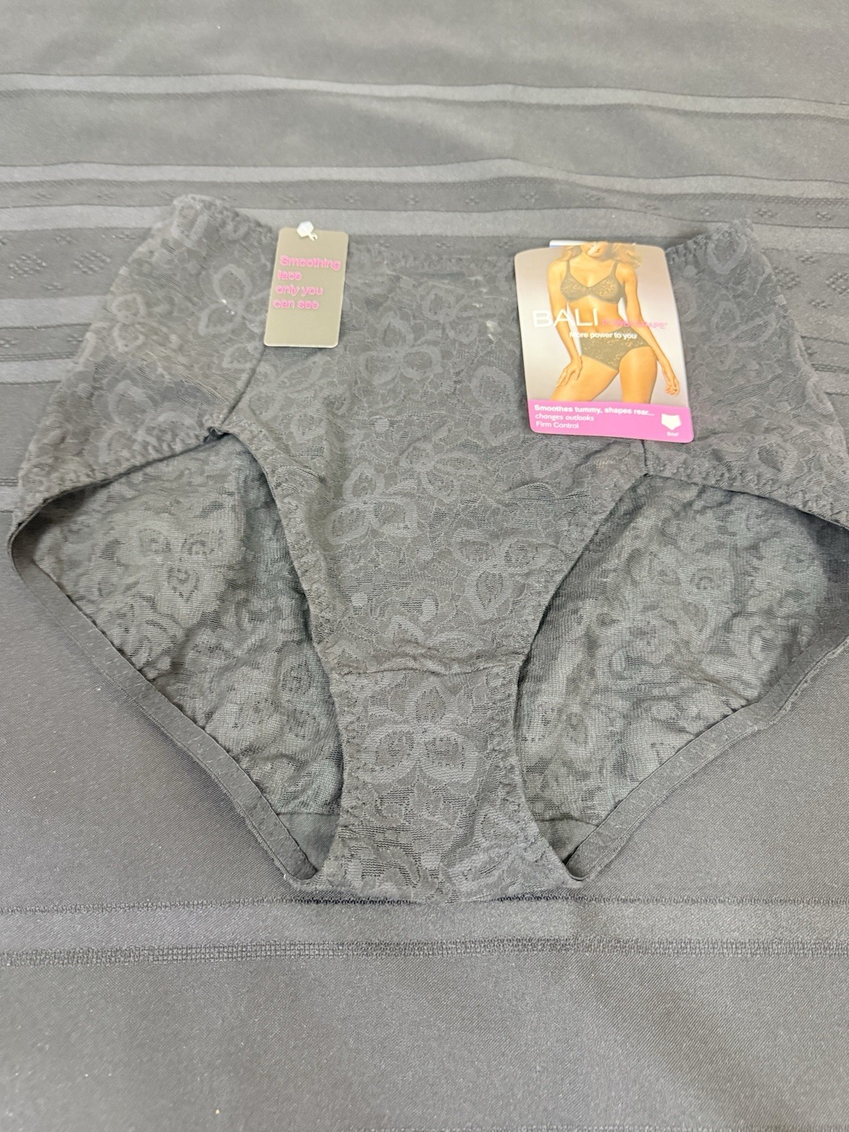 Bali Womens Lace N Smooth Brief Panty Power Shape-wear FirmControl Black XL 8L14