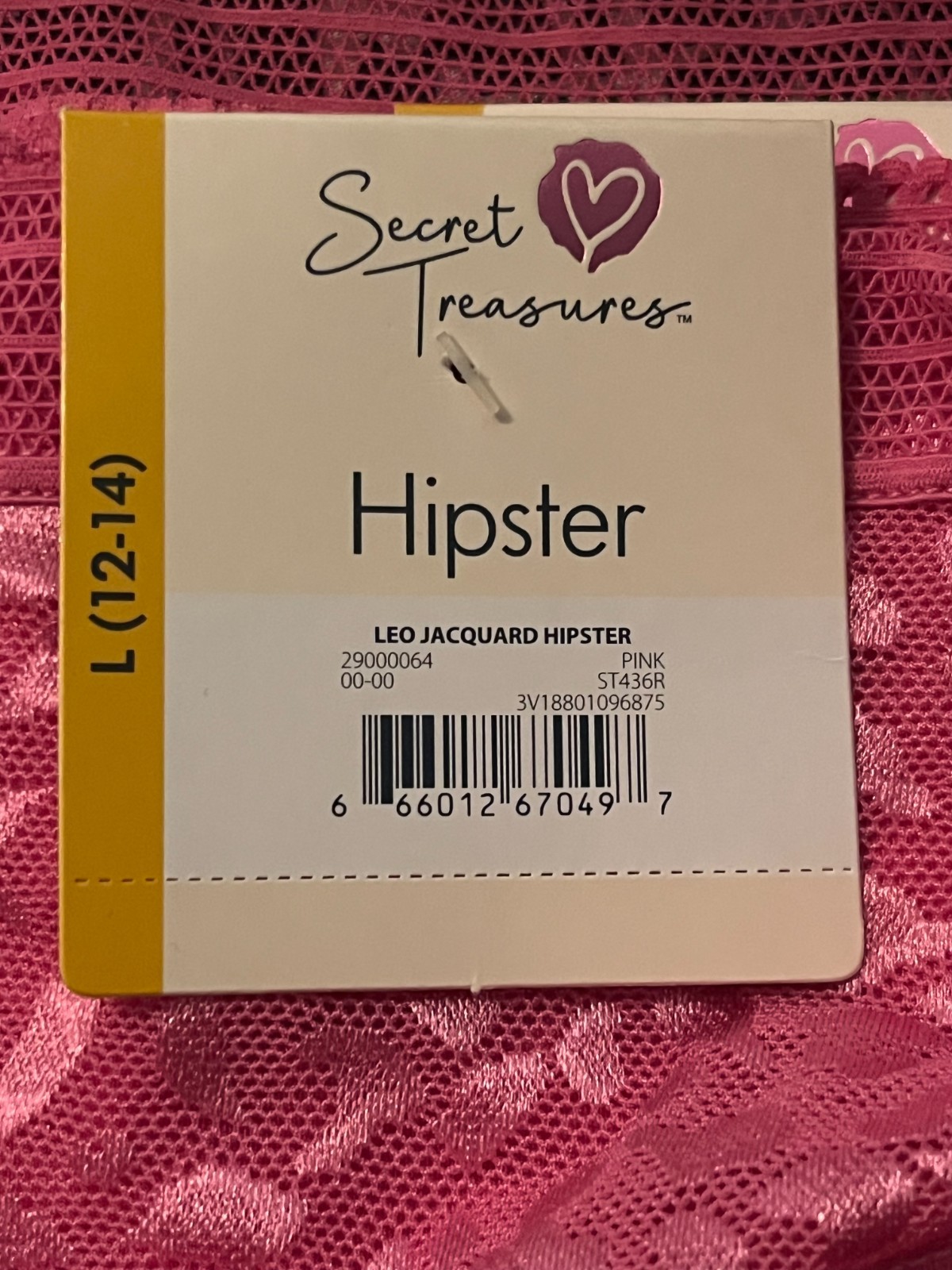 Secret Treasures Hot Pink Hipster Panties Soft Stretch Lace Size Large