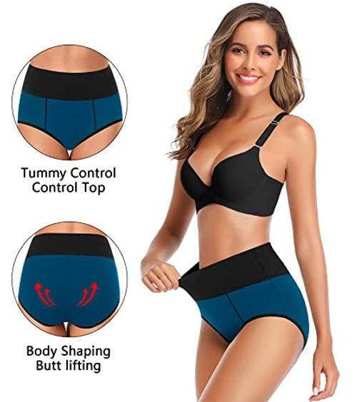 High Waisted Underwear for Women Tummy Control Cotton XX-Large Multi-a-5 Pack